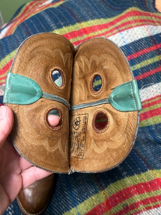 Ariat teal and brown classic pull on leather cowboy boots - Picture 10 of 10